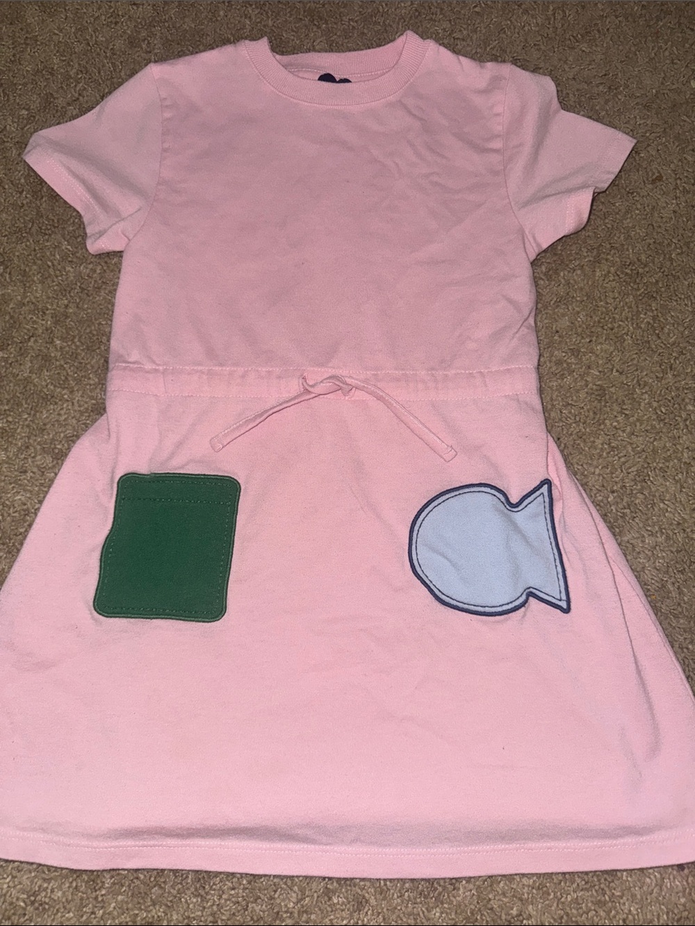 Pink Girls Short-Sleeve Dress with Fun Patches